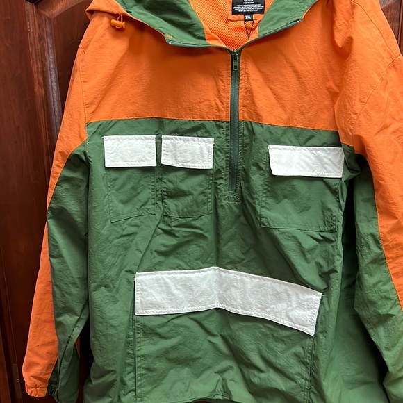 Hooded windbreaker 2XL green,orange,white NWT - Picture 1 of 2